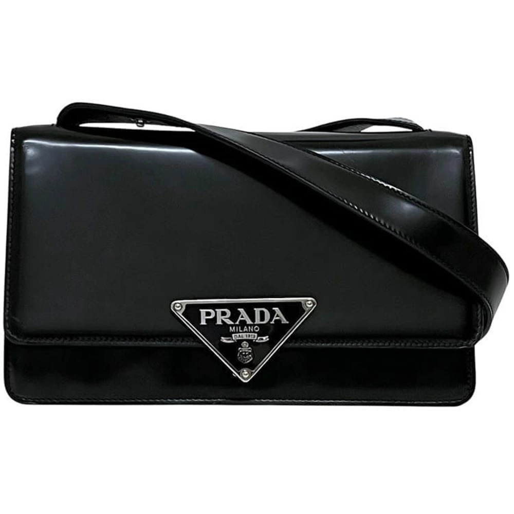 Prada Hobo bag Black Nero Black SPAZZOLATO Leather Crossbody Flap